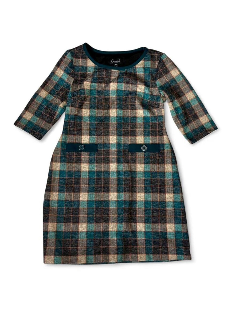 Adorable 70s style plaid print mini dress